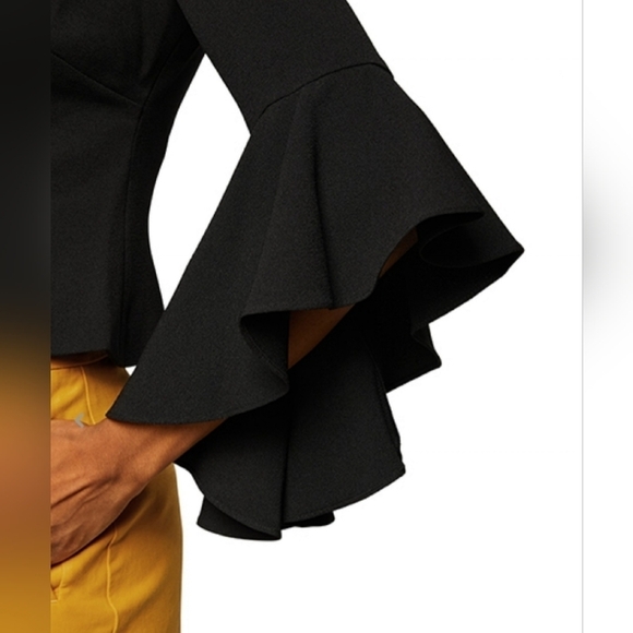 Eliza J One Shoulder Fitted Top with Bell Sleeve Size 6 - New With Tags - Picture 4 of 7